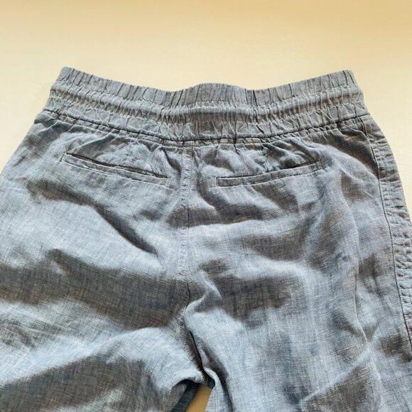 Athleta Cabo 100% Linen Jogger Blue Drawstring Zipper Pocket Tie Waist Beach 6 - Picture 6 of 13